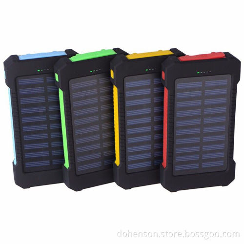 dual USB waterproof Portable Solar Power Bank Charger 8000mAh with flashlight and compass